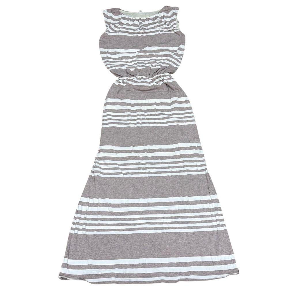 Garnet Hill Striped Sleeveless Maxi Dress Womens Medium Casual Beachy Boho